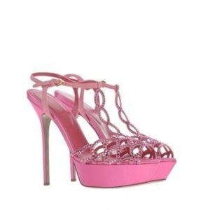 Pink Rhinestone Platform Heels